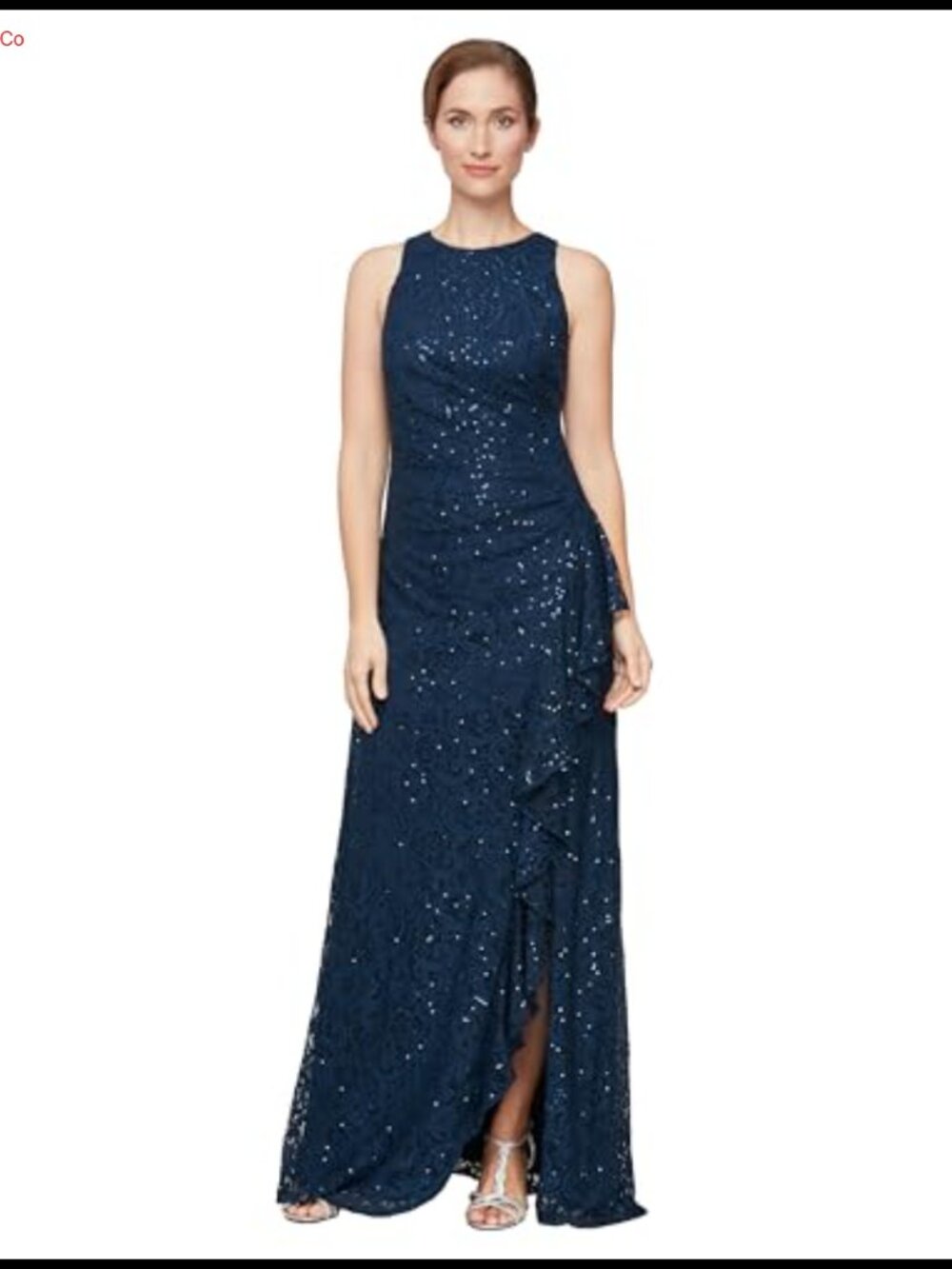 Formal Mother of the Bride Long Sleeveless Lace Sequin Gown